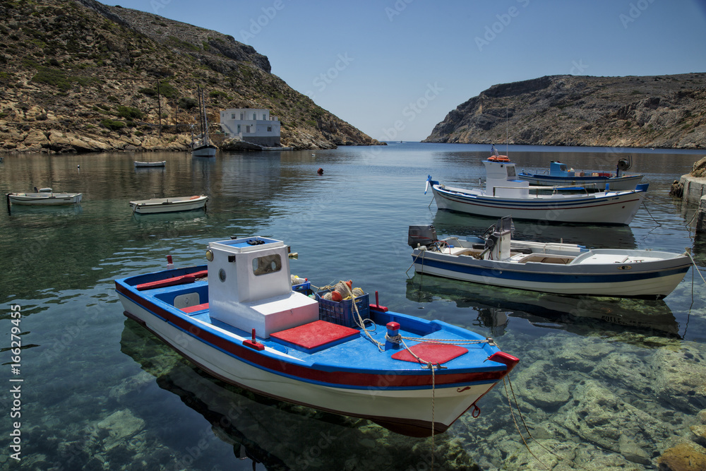 Fishing boats in Sifnos in Greece