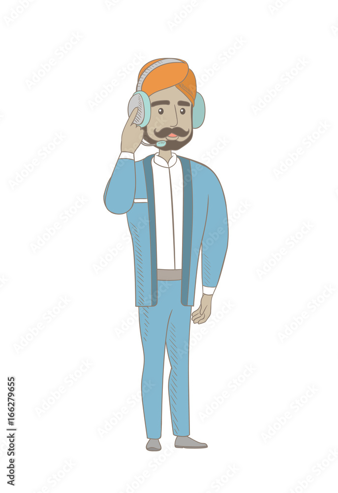 Hindu customer service operator in headset.