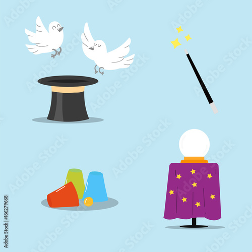Magician tools art style gambler playful symbol traditional playing graphic drawing vector illustration