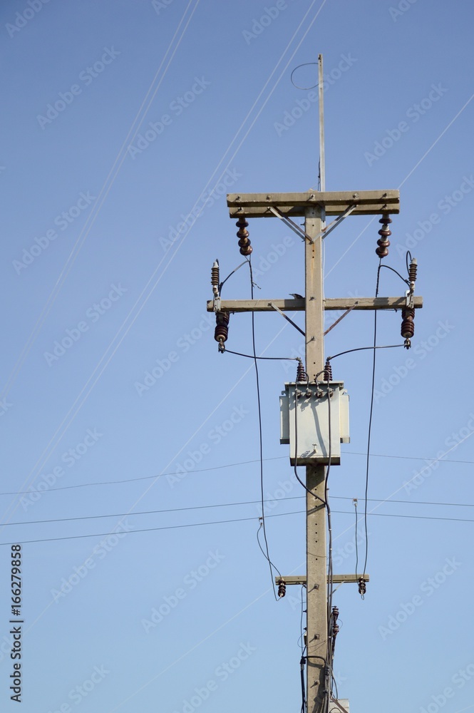 close up electric pylon in country Thailand close up electric pylon in country Thailand