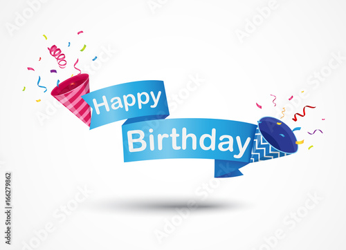 Happy Birthday banner with party popper 