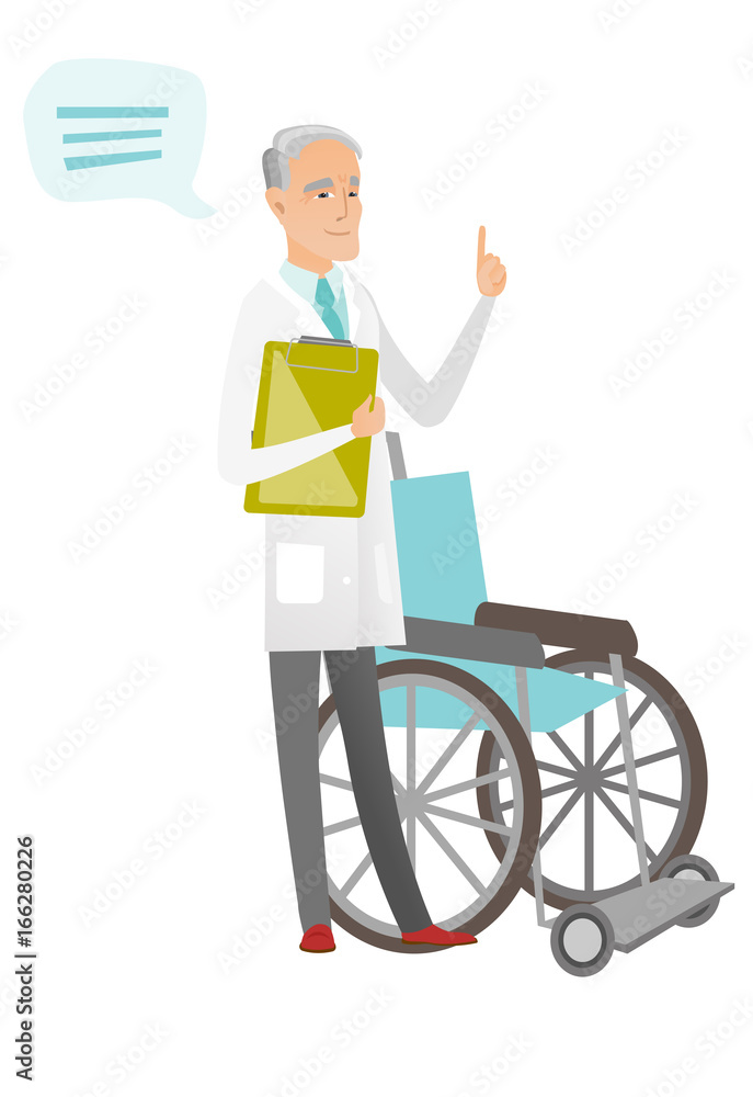 Caucasian doctor holding clipboard with documents. Caucasian doctor holding clipboard with documents.