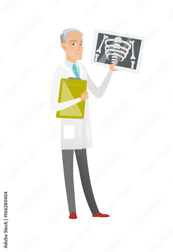 Senior caucasian doctor examining a radiograph. Senior caucasian doctor examining a radiograph.