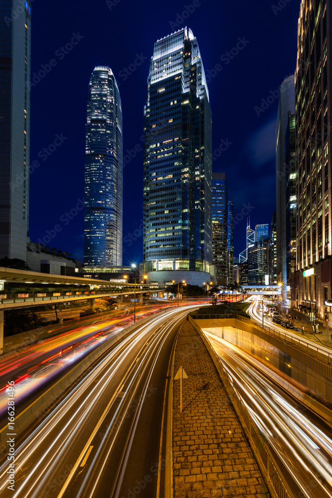 Hong Kong Downtown Business District at Night Hong Kong Downtown Business District at Night