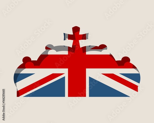 Stylized illustration of the imperial state crown. Flag of the Great Britain.