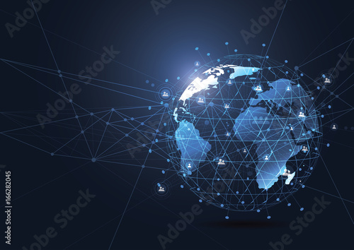 Global network connection. World map point and line composition concept of global business. Vector Illustration