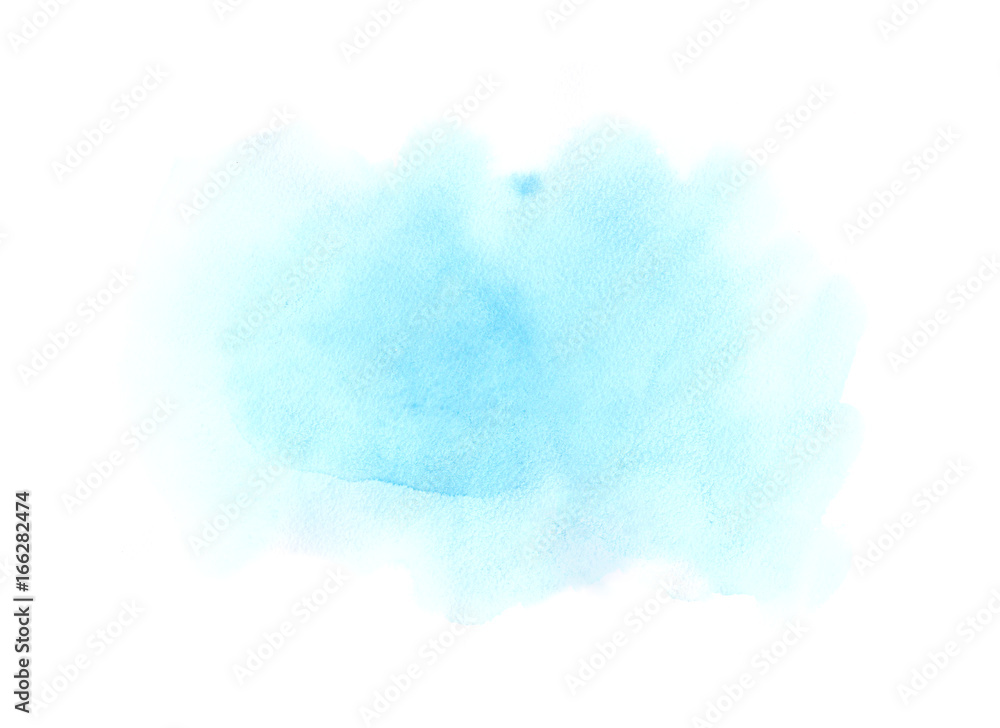 Soft blue watercolor stain on a white background - obrazy, fototapety, plakaty 