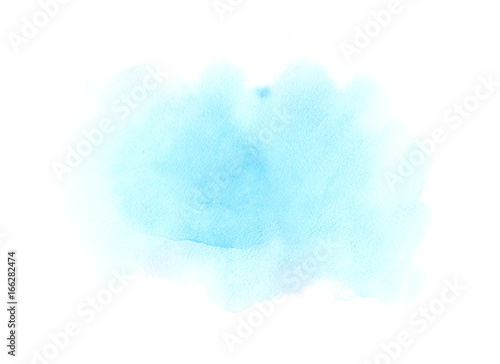 Soft blue watercolor stain on a white background