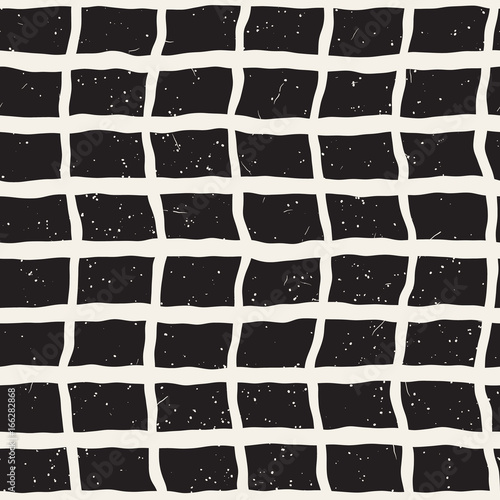 Seamless pattern hand drawn brush strokes. Ink doodle grunge illustration. Geometric monochrome vector pattern.