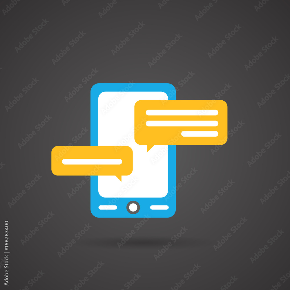 Colorful flat smartphone icon on Dark Background Colorful flat smartphone icon on Dark Background
