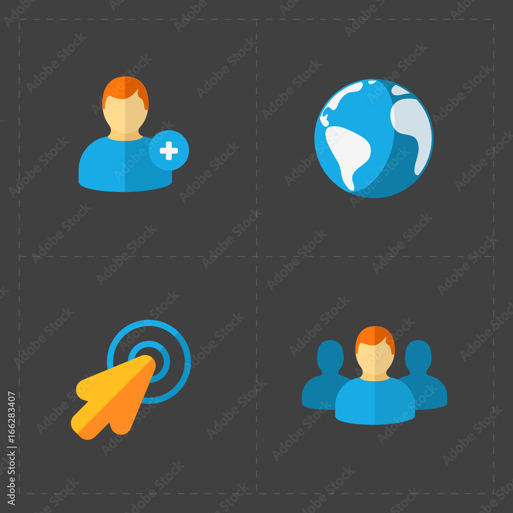 Modern colorful flat social icons set on Dark Background Modern colorful flat social icons set on Dark Background