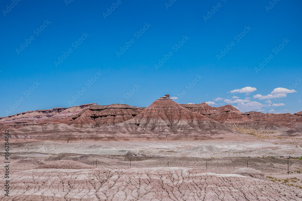 Desert lifeless landscape of Arizona and the blue sky