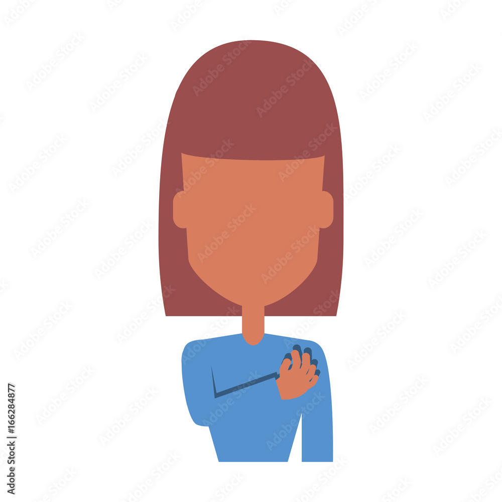 Woman with heart attack face over white background icon Woman with heart attack face over white background icon