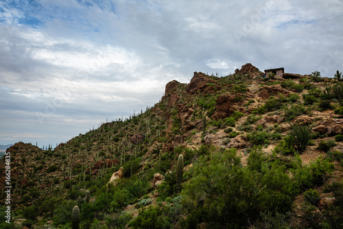 A shelter overlooks Avra Valley from the Tucson Mountain Park.