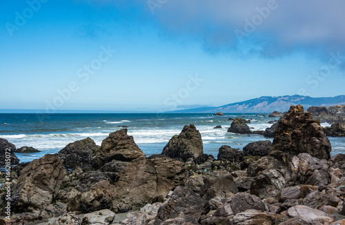 Beach scene at low tide on the Sonoma Coast