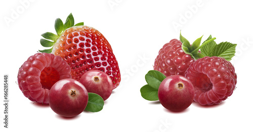 Fototapeta Naklejka Na Ścianę i Meble -  Raspberry cranberry strawberry isolated on white