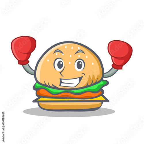 Boxing burger character fast food
