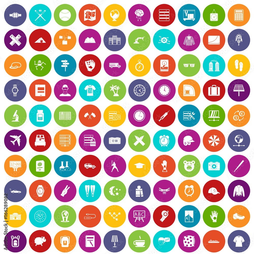100 time icons set color 100 time icons set color