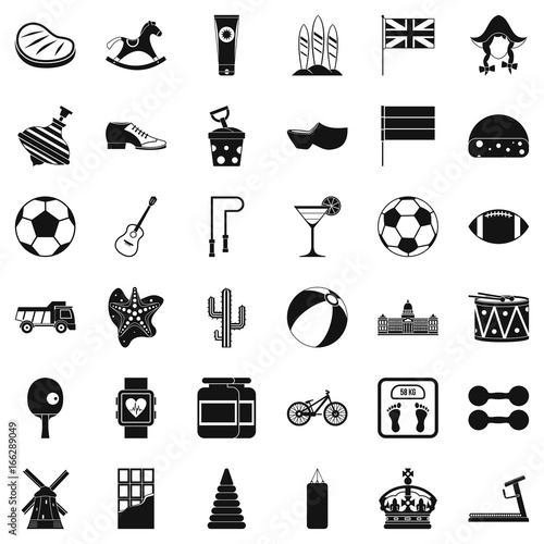 Ball icons set, simple style