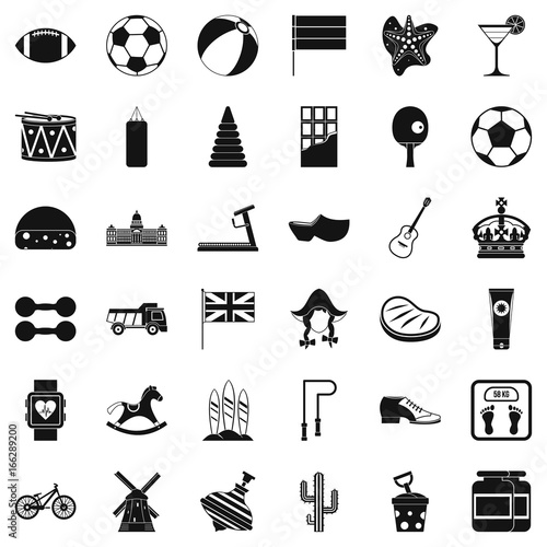 Sport icons set, simple style