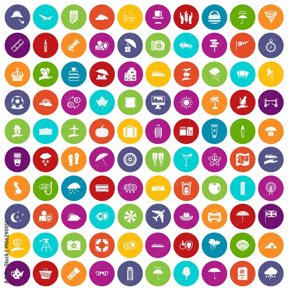 100 umbrella icons set color 100 umbrella icons set color