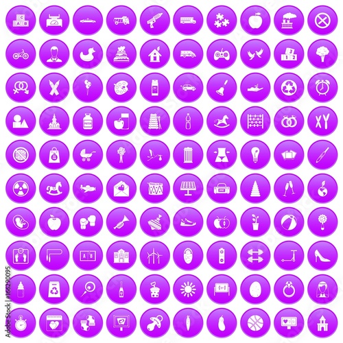 100 maternity leave icons set purple