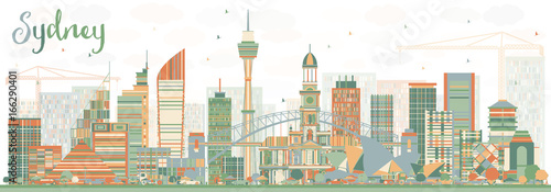 Sydney Australia Skyline with Color Buildings.