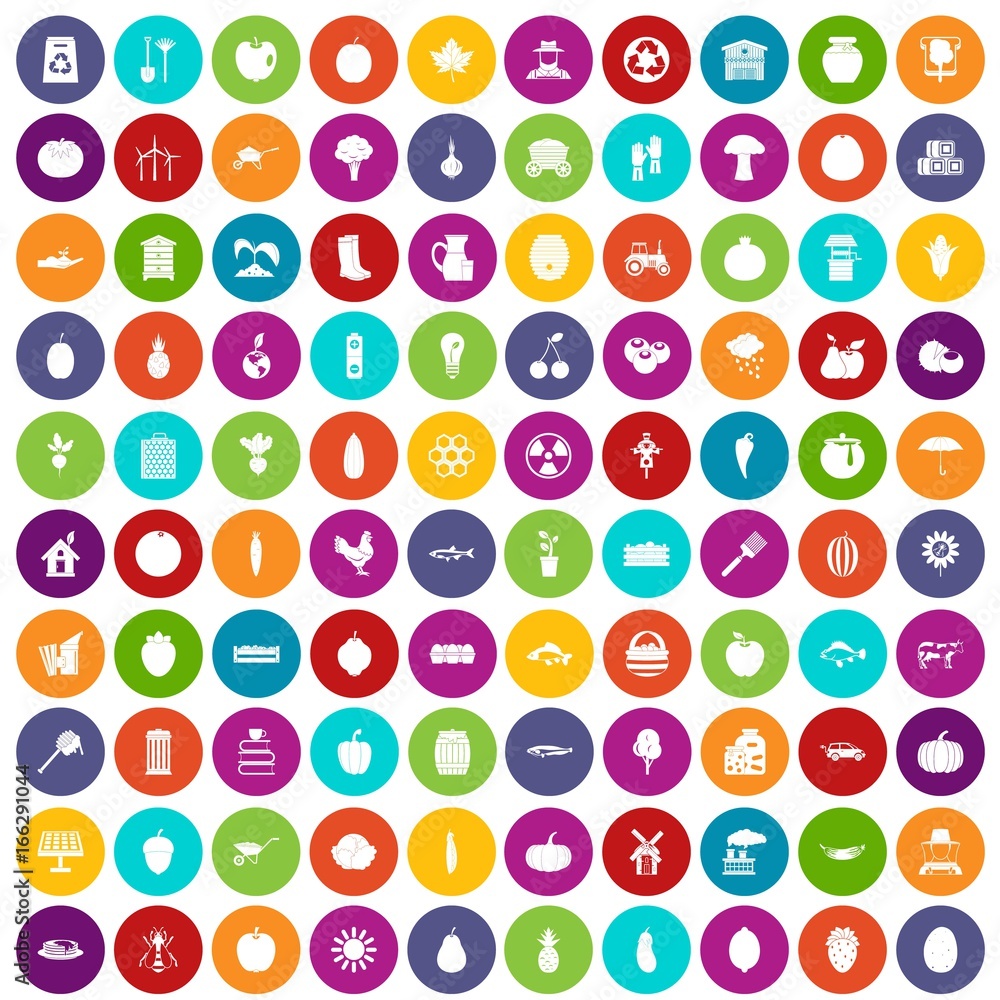 100 vitamins icons set color 100 vitamins icons set color