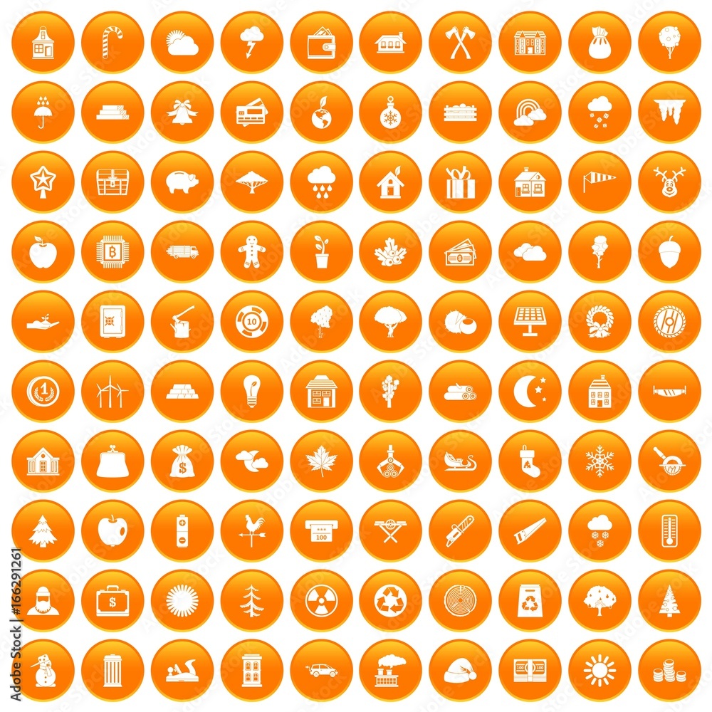 100 lumberjack icons set orange 100 lumberjack icons set orange