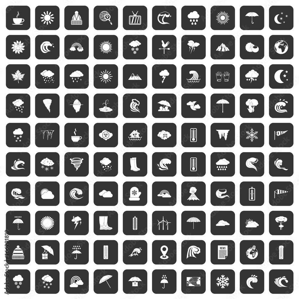 100 weather icons set black 100 weather icons set black