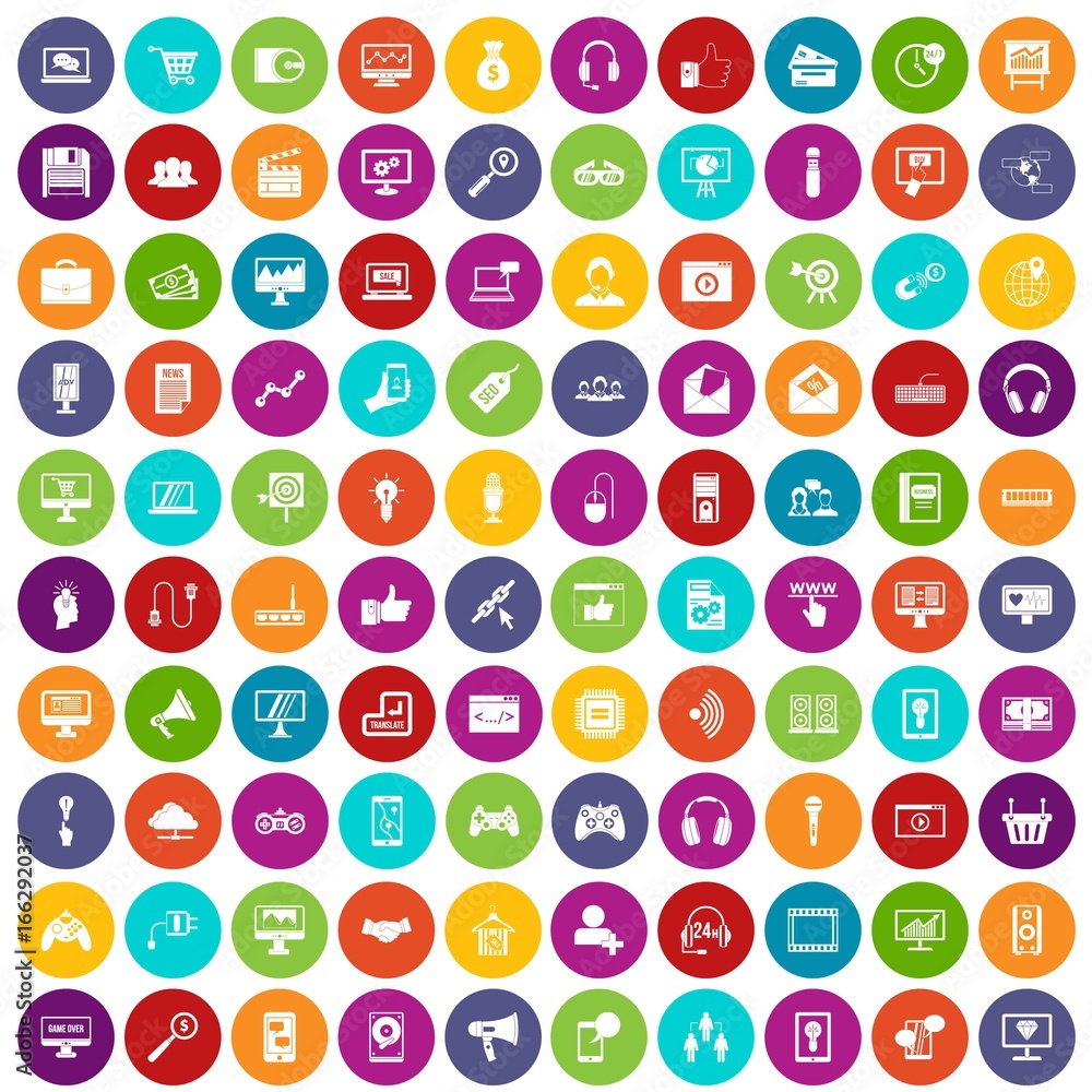100 web and mobile icons set color 100 web and mobile icons set color