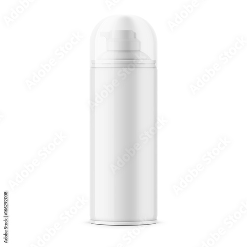 White glossy tin can for shaving foam.