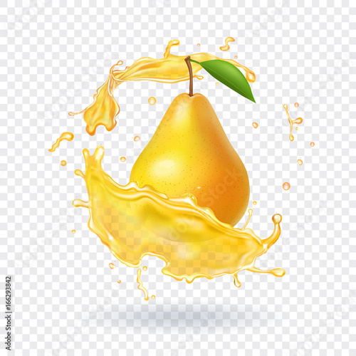 Fresh pear juice Fruit realistic icon illustration