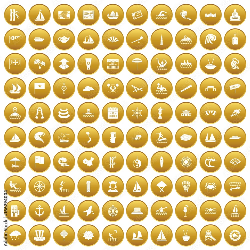 100 sailing vessel icons set gold 100 sailing vessel icons set gold