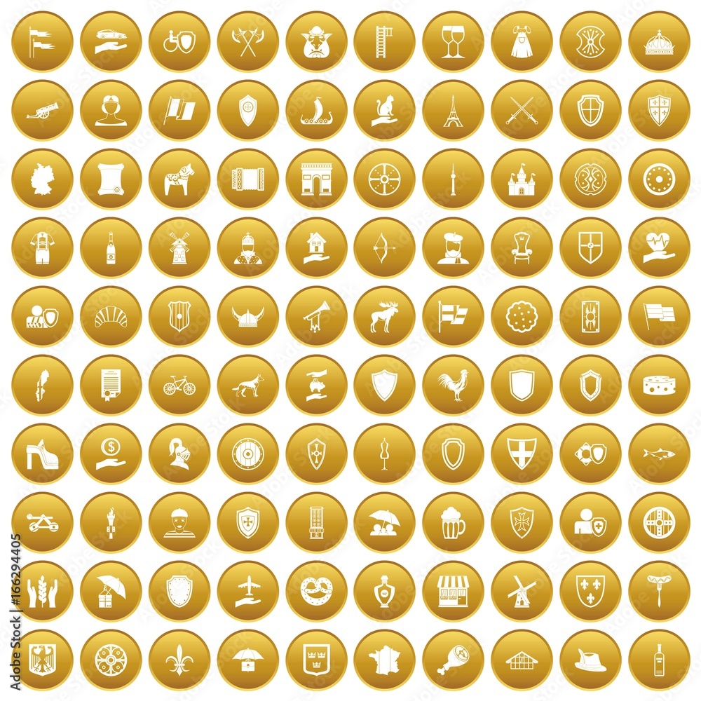 100 shield icons set gold 100 shield icons set gold