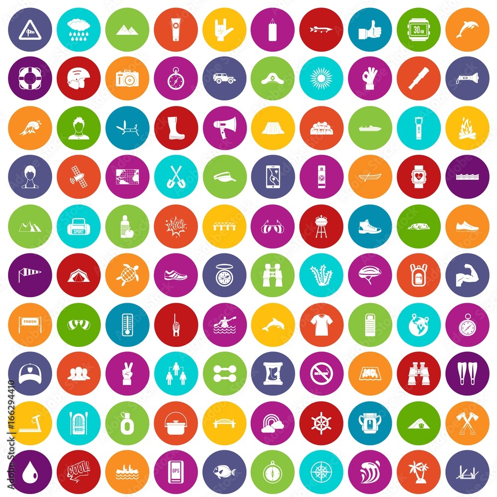 100 rafting icons set color 100 rafting icons set color