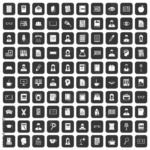 100 reader icons set black