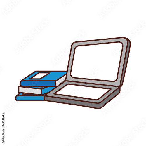 laptop computer with books