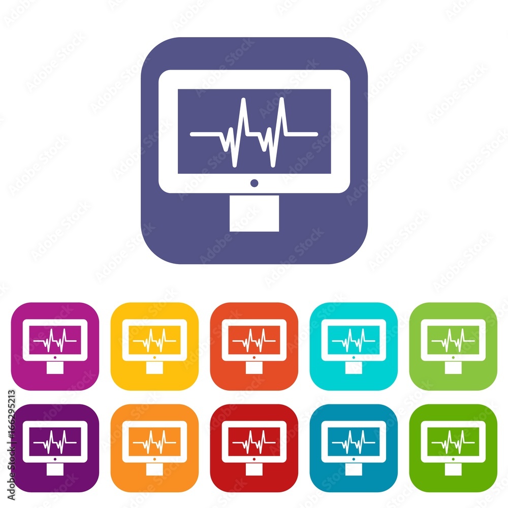 Electrocardiogram monitor icons set Electrocardiogram monitor icons set