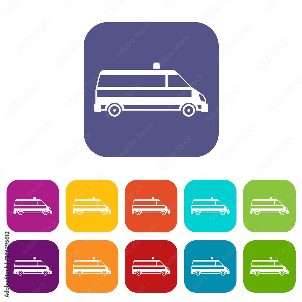 Ambulance car icons set Ambulance car icons set