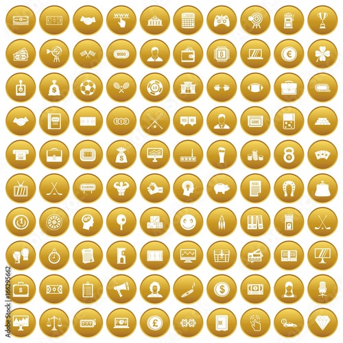 100 sweepstakes icons set gold