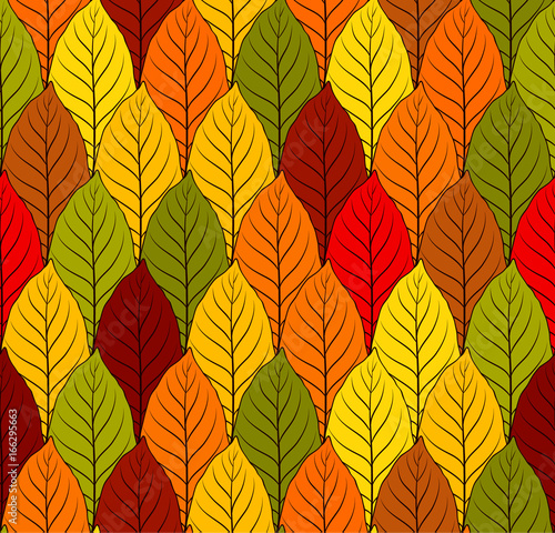 Colorful autumn leaves seamless pattern vector background