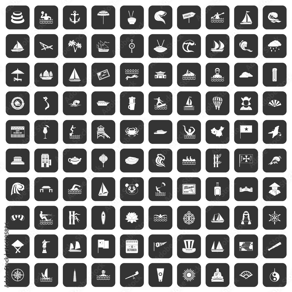 100 sailing vessel icons set black 100 sailing vessel icons set black