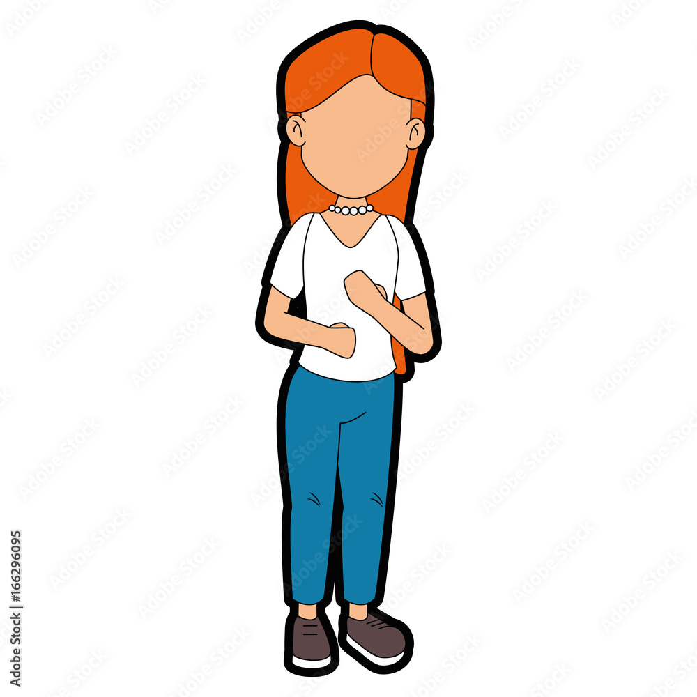 Woman faceless cartoon