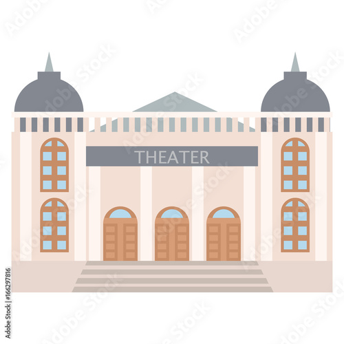 Dramatic theatre building icon, vector illustration flat style design isolated on white. Colorful graphics