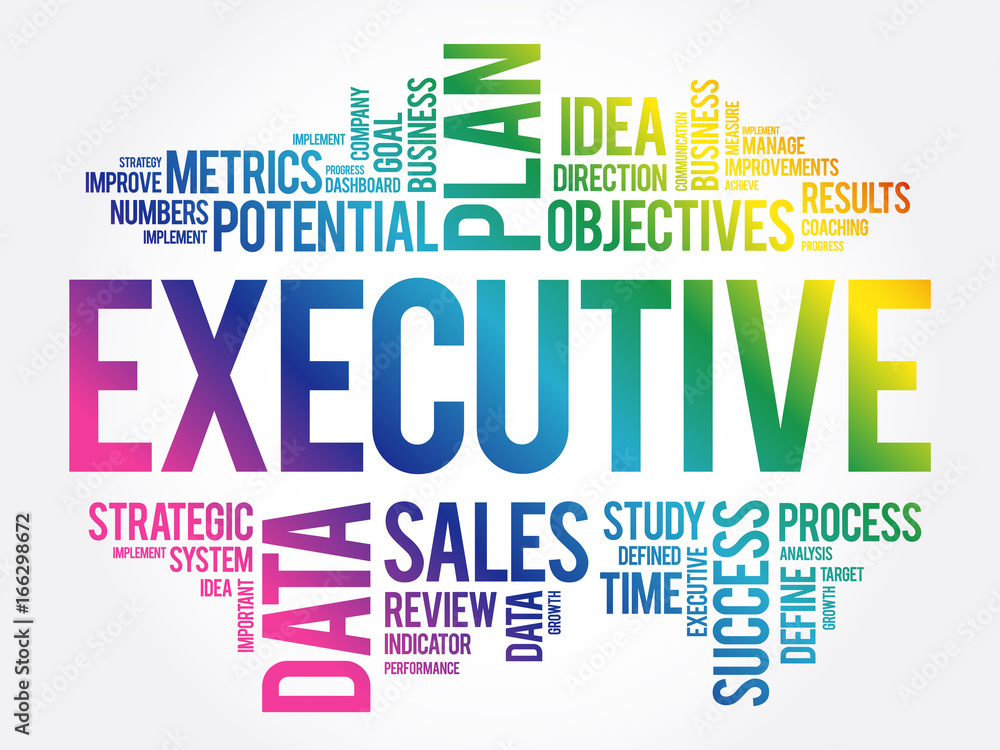 Executive word cloud collage, business concept background