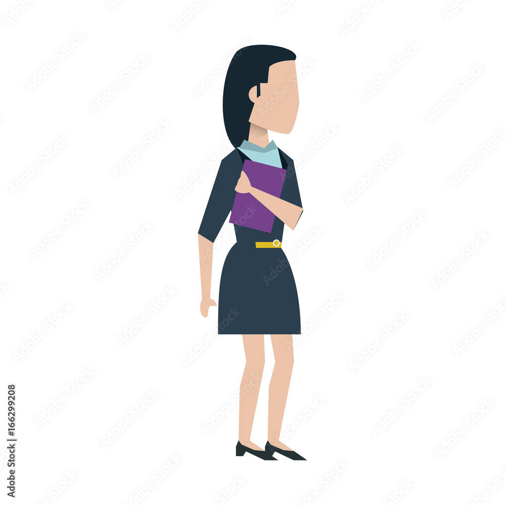 business woman holding folder or clipboard avatar icon image vector illustration design 