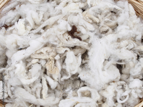 White wool without carding texture
