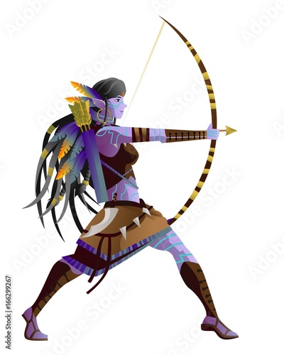 magical fantasy wild dark elf huntress