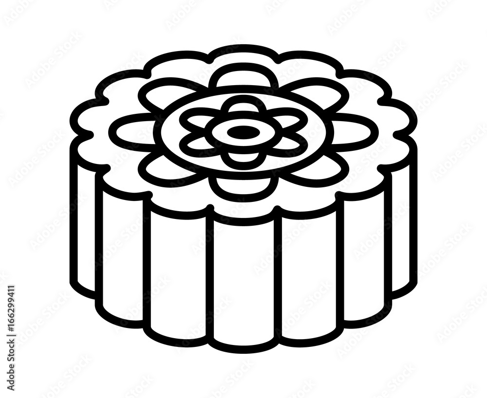 Mooncake or moon cake for the MidAutumn Festival line art vector icon